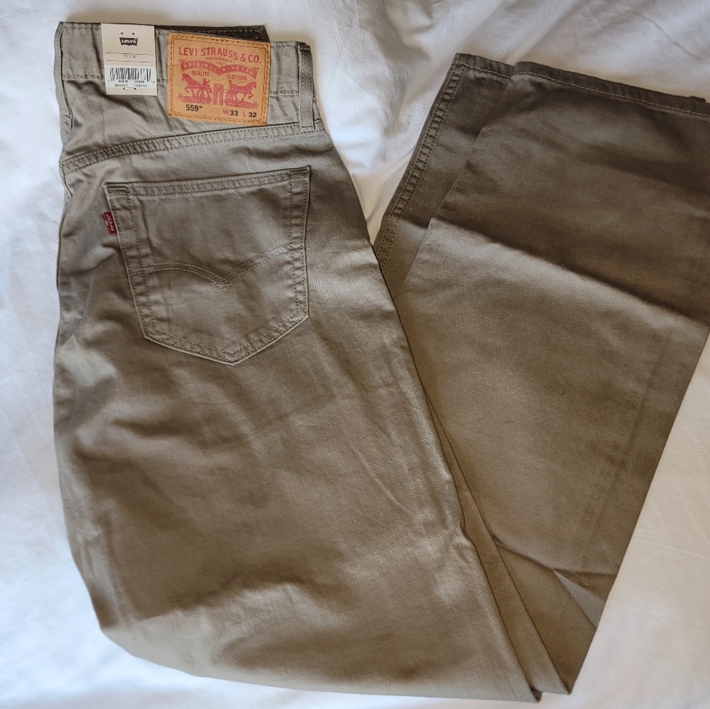 Men's 559 Relaxed Straight Fit Men'sJeans 33W x 32L Desert Taupe-Brown Stretch